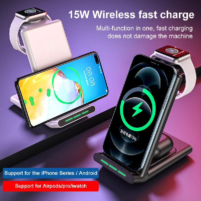 3in1 Fast charging Wireless Chargers for iPhone android phones iWatch airpods