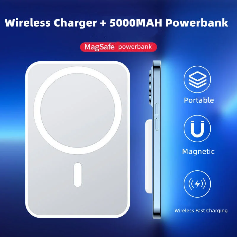 15W Fast wireless charger with 5000MAH Battery Pack for all cell phones