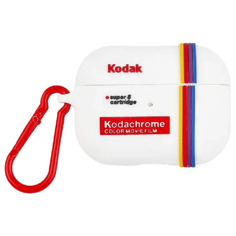 Case-Mate - Kodak AirPods Pro Case - Kodak White with Kodachrome Stripes with Red Clip