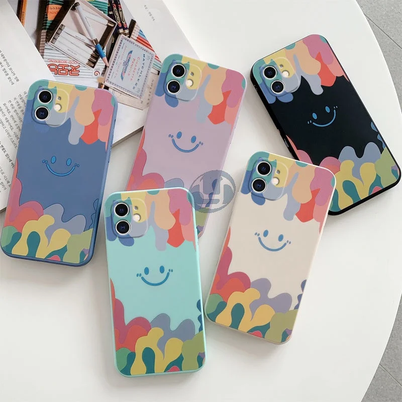 Cute Rainbow Smile Pattern Soft Shell Phone Case For iPhone Silicone Cover Capa