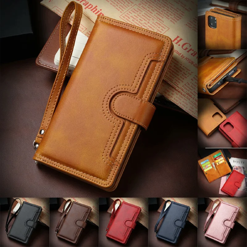 Leather wallet case For iPhone 13ProMax 12 11 X with multi-card slots