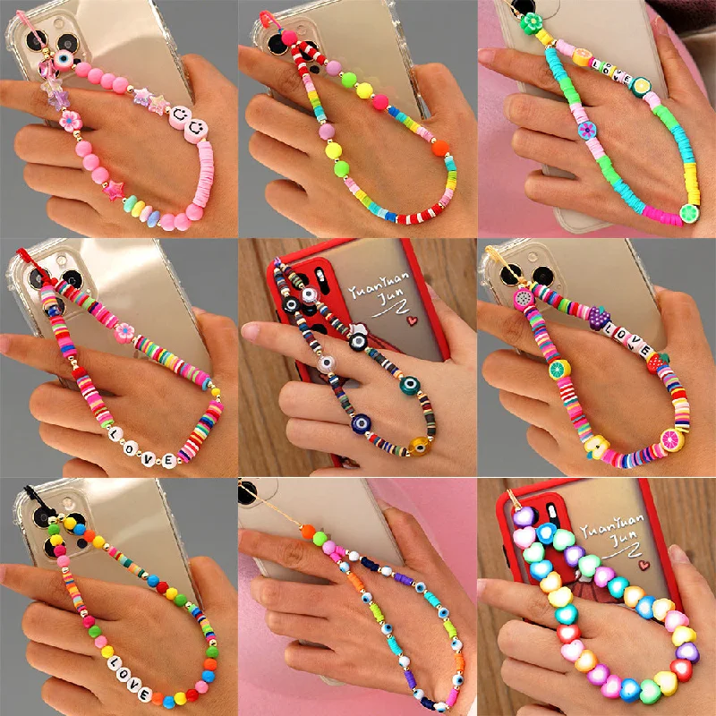 New Summer Colorful Mobile Phone Chain Lanyards for Women Girls