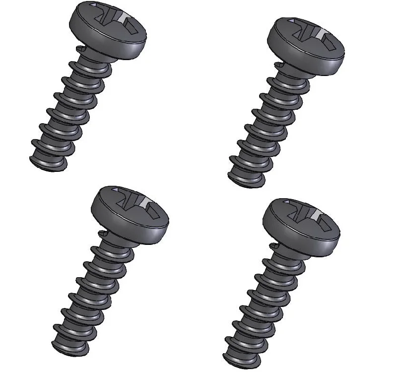 Tapping Screws, Flat Tipped, 8mm Thread, 4-pack