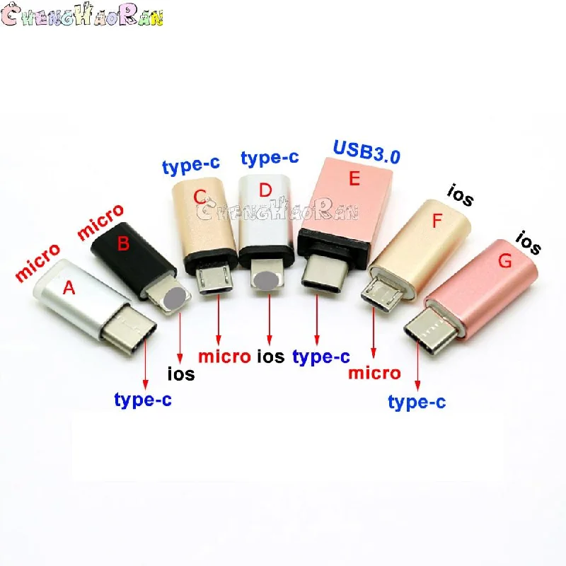 Female Male IOS Micro USB Type-C USB 3.0 Cable Charging Cable Converter Adapter