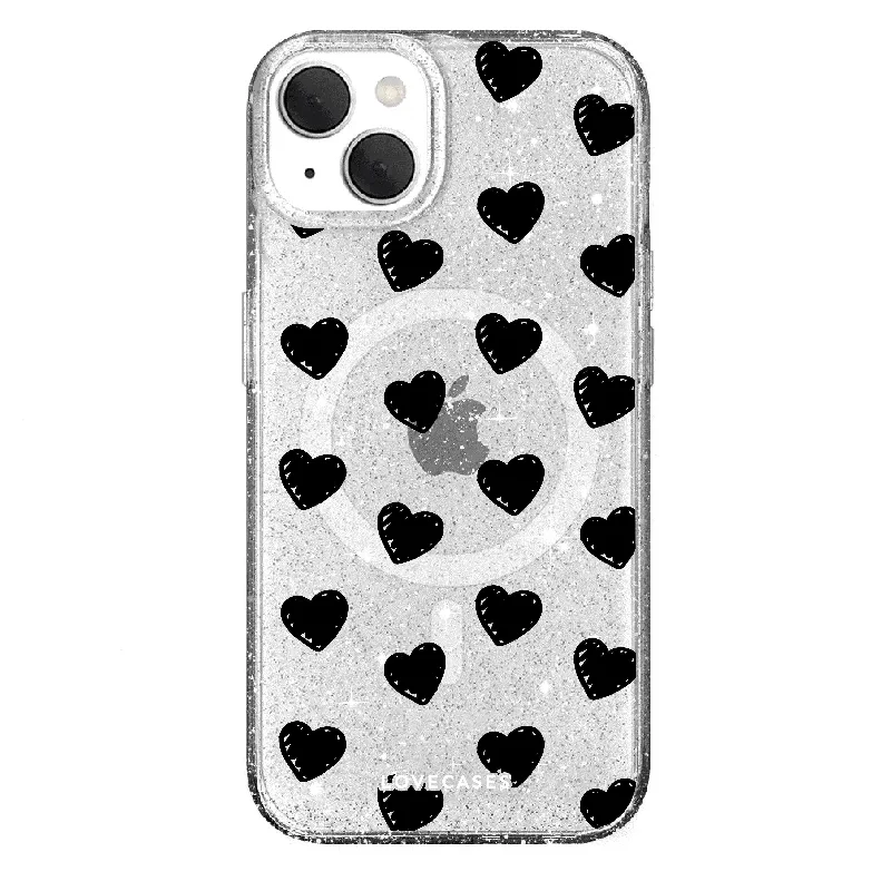 Black Hearts Glitter Tough Case