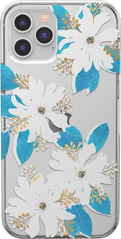 Forget Me Not | Blue and Gold Clear Floral Case