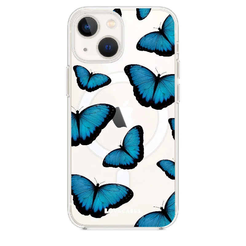 Blue Butterfly Clear Tough Case