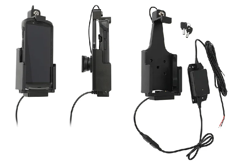 Charging Cradle with Key Lock and Hard-Wired Power Supply for Zebra TC53/58 with Rugged Boot