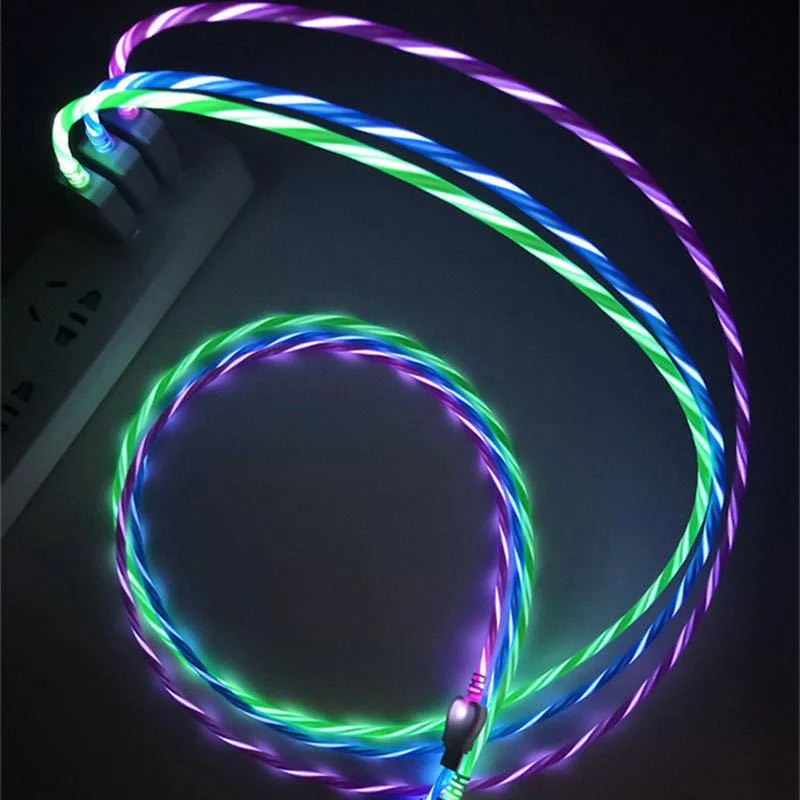 Flow LED light durable usb charger cable for smart phones