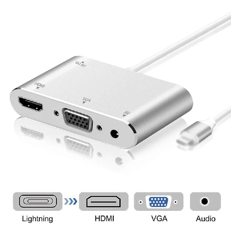 HDMI VGA to lightning adapter for Apple to Audio AV Multiple Digital Adapter Connector for iPhone for ipad ios 13