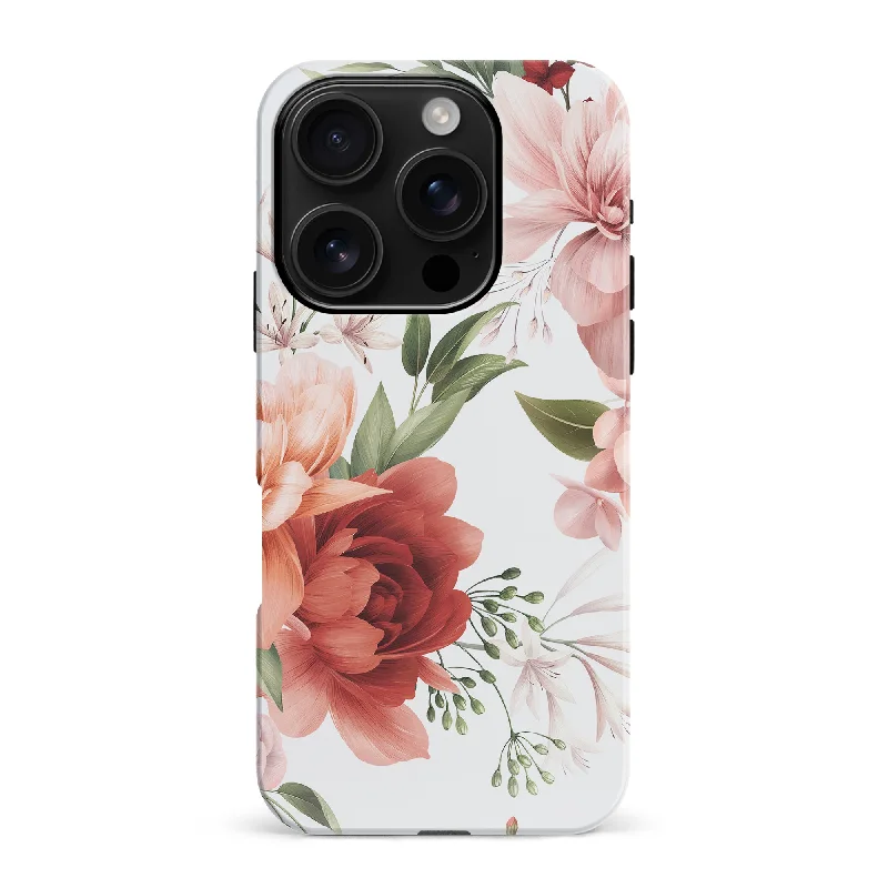 Peonies One Floral Phone Case - White