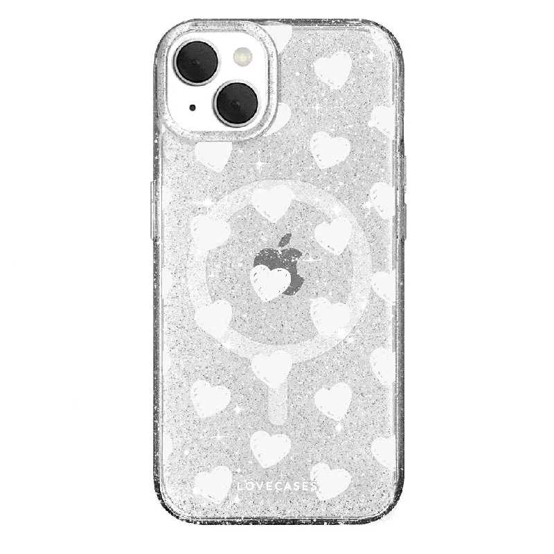 White Hearts Glitter Tough Case