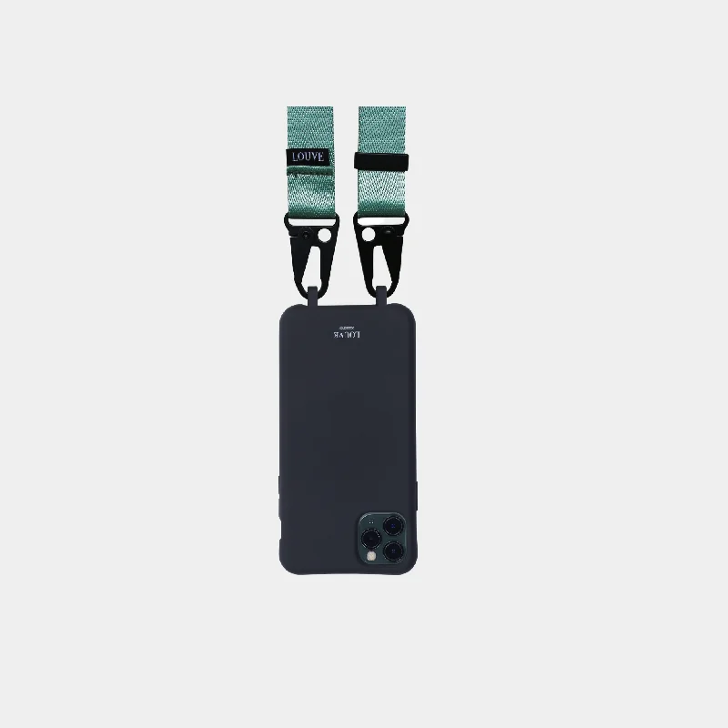 Black Phone Case + Mint Crossbody Lanyard