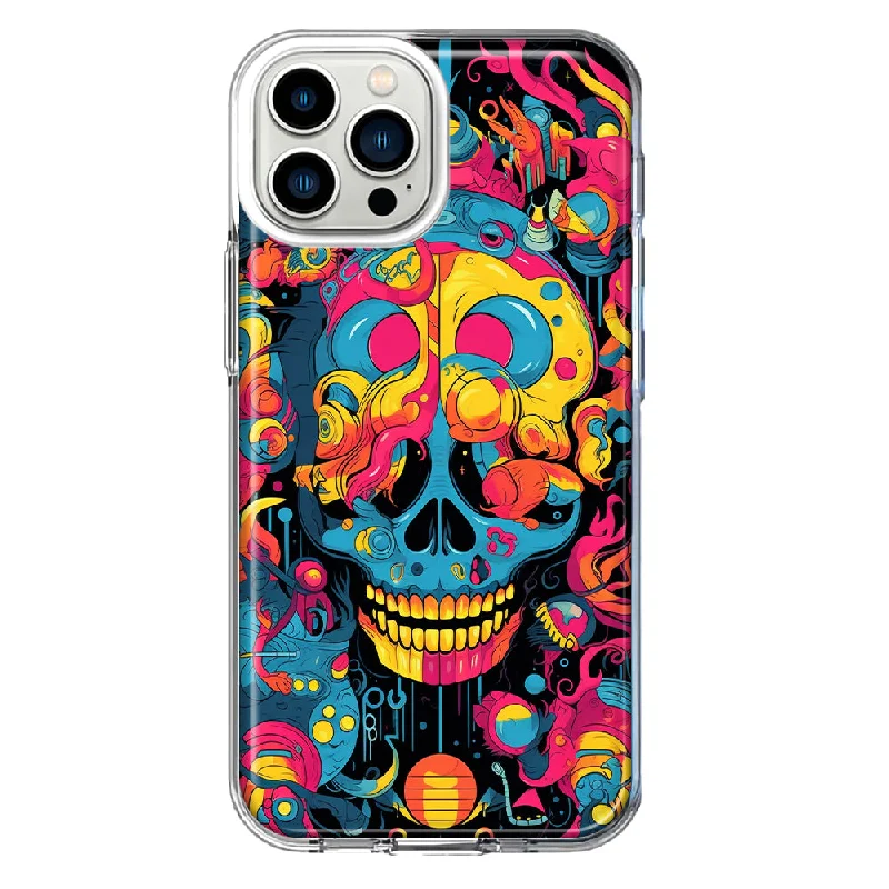 For Apple iPhone 11 Pro Max Psychedelic Trippy Death Skull Pop Art Design Hybrid Protective Phone Case Cover