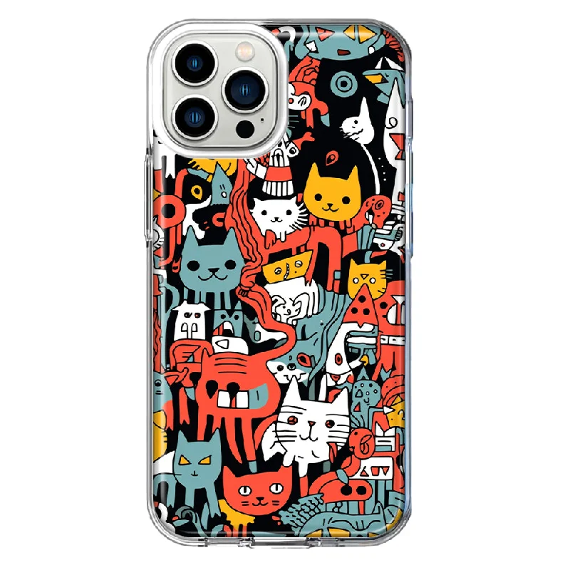 For Apple iPhone 12 Pro Max Psychedelic Cute Cats Friends Pop Art Design Hybrid Protective Phone Case Cover