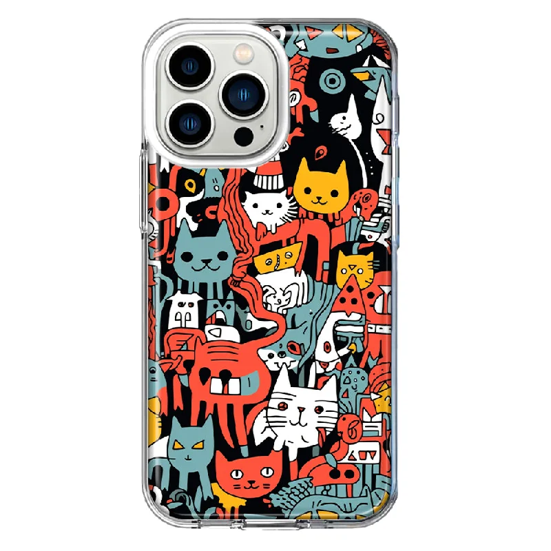 For Apple iPhone 13 Pro Psychedelic Cute Cats Friends Pop Art Design Hybrid Protective Phone Case Cover