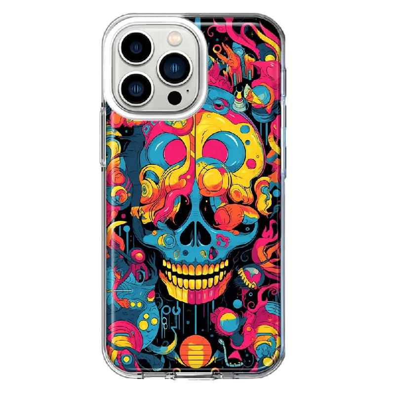 For Apple iPhone 13 Pro Psychedelic Trippy Death Skull Pop Art Design Hybrid Protective Phone Case Cover