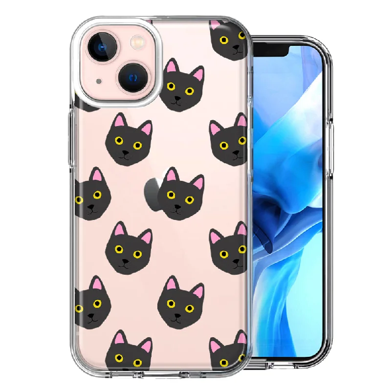 For Apple iPhone 15 Black Cats Polkadots Case Cover