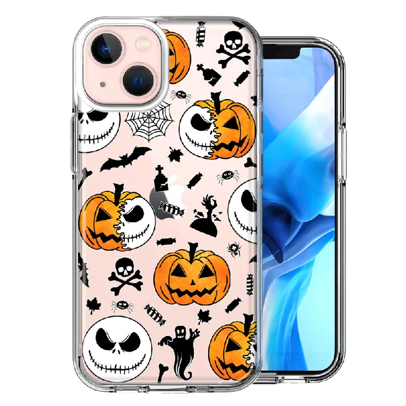 For Apple iPhone 15 Halloween Jack-O-Lantern Pumpkin Skull Spooky Case Cover