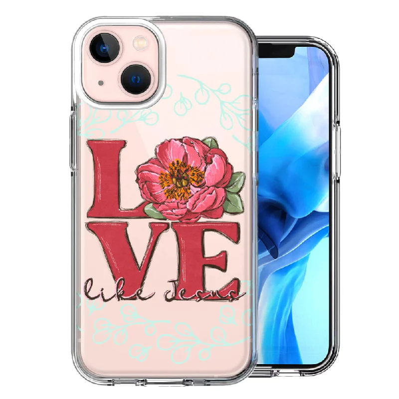 For Apple iPhone 15 Love Like Jesus Flower Text Christian Case Cover