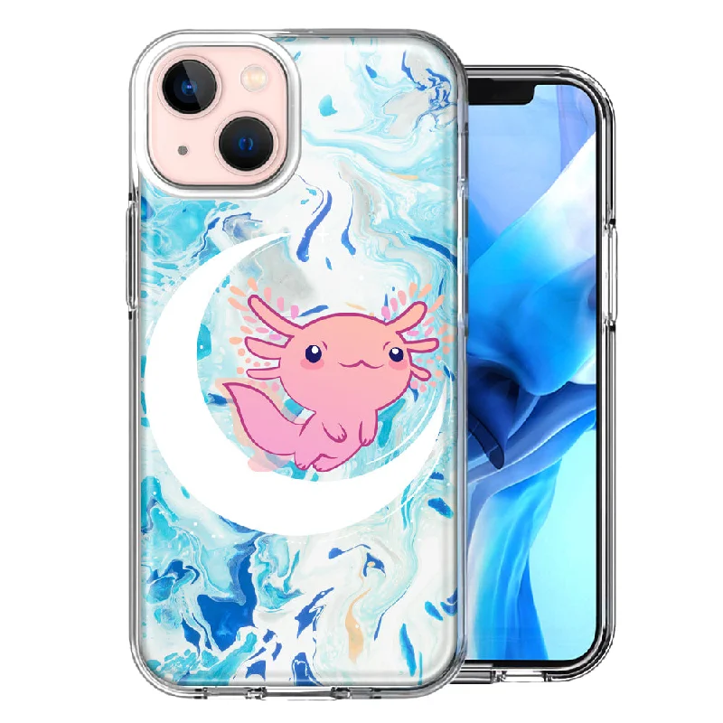 For Apple iPhone 15 Pink Axolotl Moon Case Cover