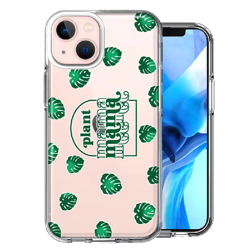 For Apple iPhone 15 Plant Mama Houseplant Lover Monstera Tropical Leaf Green Case Cover