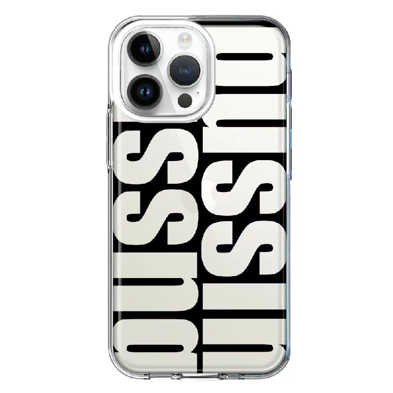 For Apple iPhone 15 Pro Max Black Clear Funny Text Quote Bussin Design Hybrid Protective Phone Case Cover