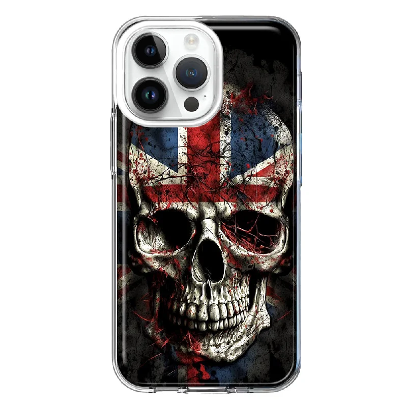 For Apple iPhone 15 Pro Max British UK Flag Skull Design Hybrid Protective Phone Case Cover