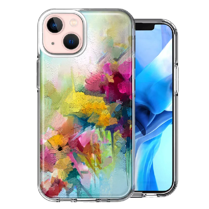 For Apple iPhone 15 Watercolor Flowers Abstract Spring Colorful Floral Painting Case Cover