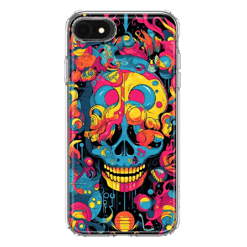 For Apple iPhone 6/7/8/SE 2020/SE 3 2022 Psychedelic Trippy Death Skull Pop Art Design Hybrid Protective Phone Case Cover