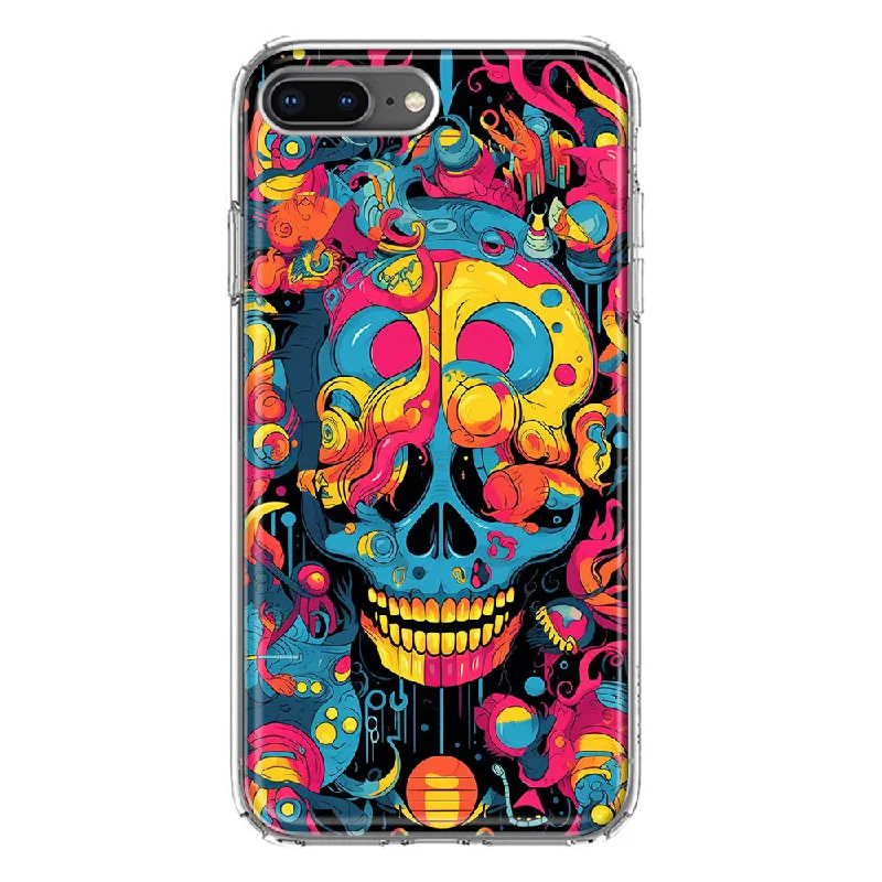 For Apple iPhone 7/8 Plus Psychedelic Trippy Death Skull Pop Art Design Hybrid Protective Phone Case Cover