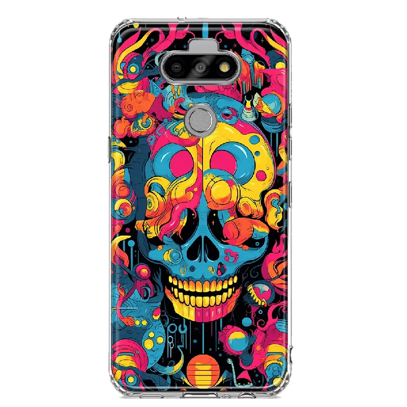 For LG Aristo 5/Phoenix 5/Risio 4 Psychedelic Trippy Death Skull Pop Art Design Hybrid Protective Phone Case Cover