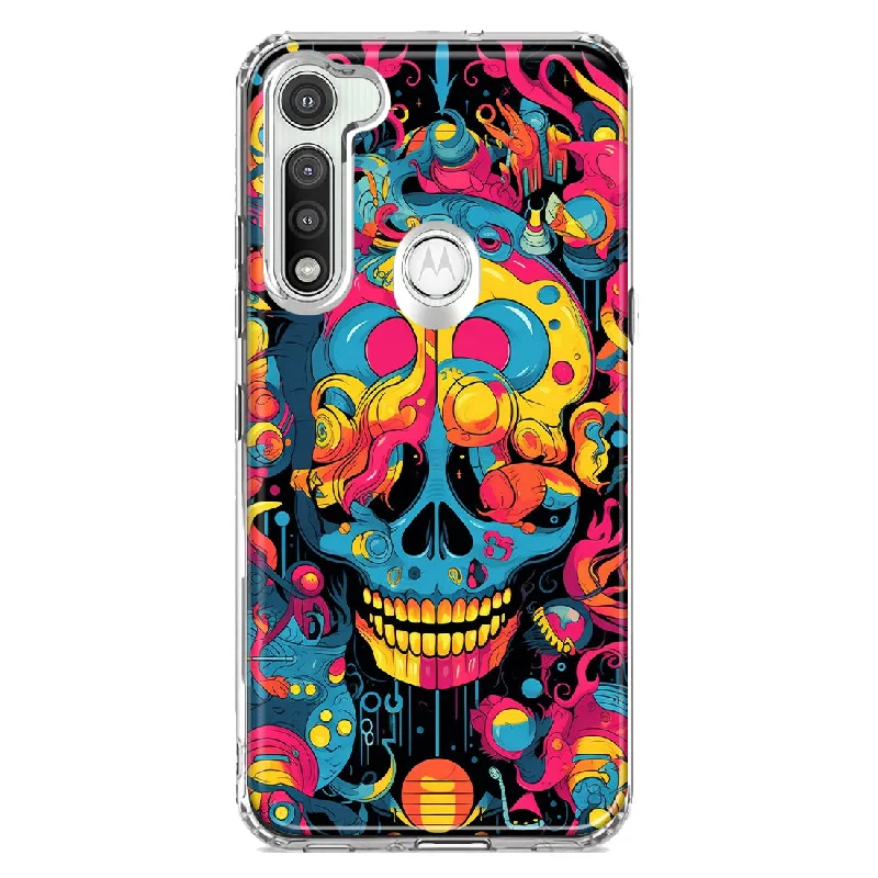 For Motorola Moto G Fast Psychedelic Trippy Death Skull Pop Art Design Hybrid Protective Phone Case Cover