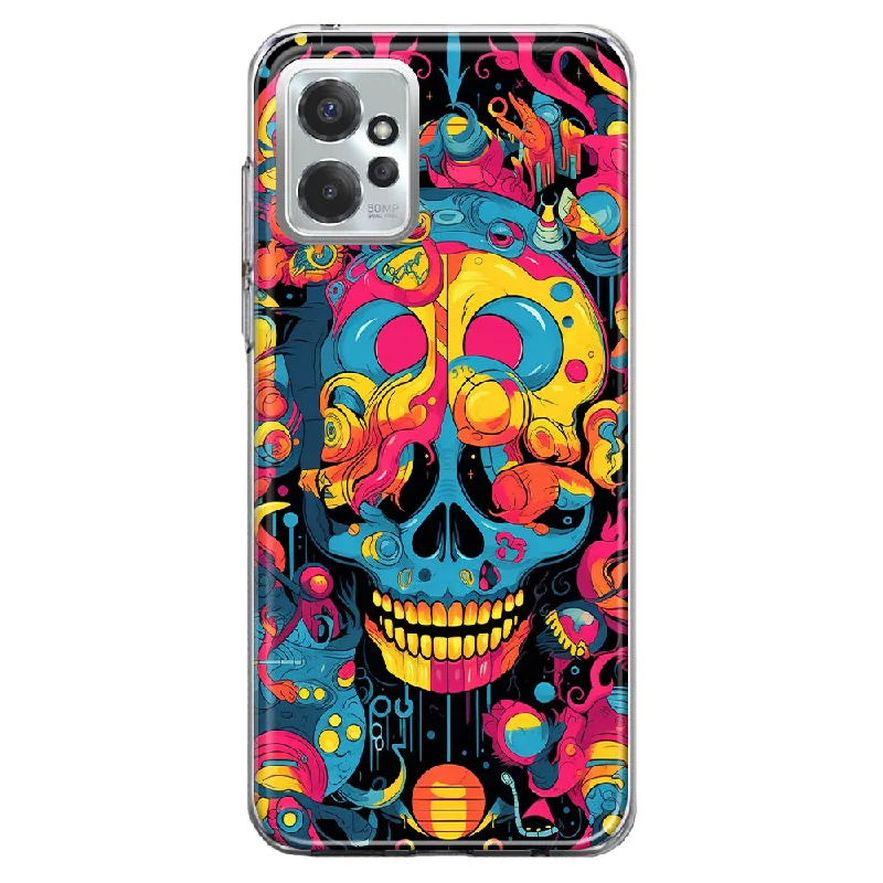 For Motorola Moto G Power 5G 2023 Psychedelic Trippy Death Skull Pop Art Design Hybrid Protective Phone Case Cover