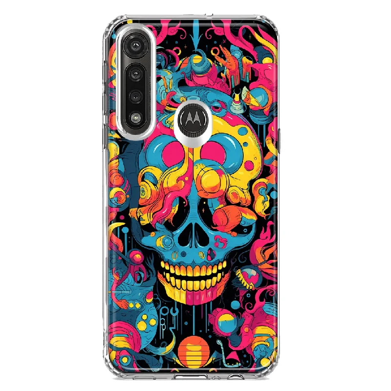 For Motorola Moto G Power Psychedelic Trippy Death Skull Pop Art Design Hybrid Protective Phone Case Cover