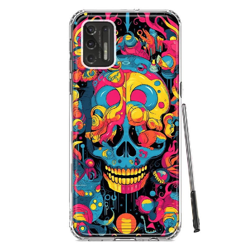 For Motorola Moto G Stylus 2021 Psychedelic Trippy Death Skull Pop Art Design Hybrid Protective Phone Case Cover