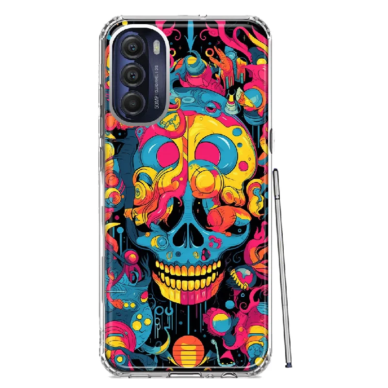 For Motorola Moto G Stylus 5G 2022 Psychedelic Trippy Death Skull Pop Art Design Hybrid Protective Phone Case Cover