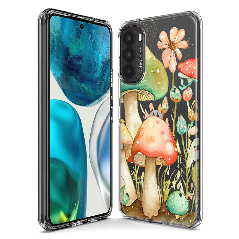 For Motorola Moto G Stylus 5G 2023 Fairy Tale Watercolor Mushrooms Pastel Spring Flowers Floral Design Hybrid Protective Phone Case Cover