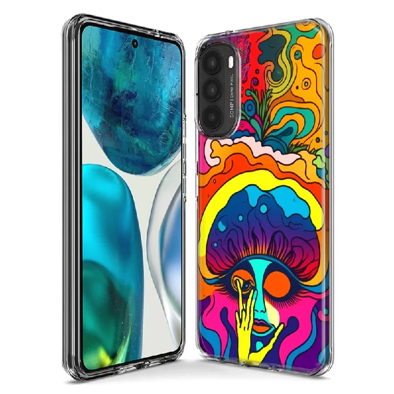 For Motorola Moto G Stylus 5G 2023 Neon Rainbow Psychedelic Trippy Hippie Big Brain Design Hybrid Protective Phone Case Cover