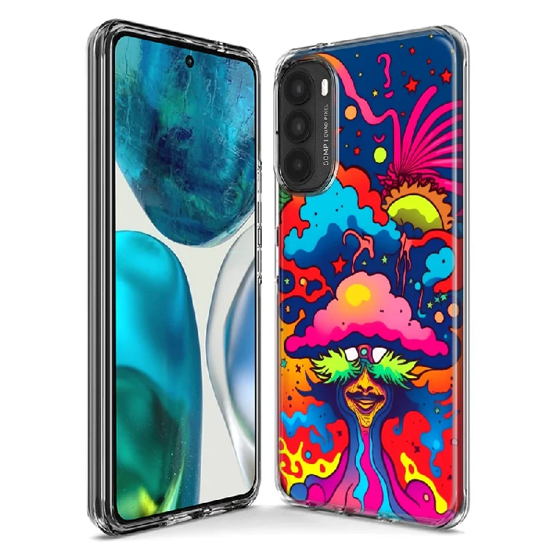 For Motorola Moto G Stylus 5G 2023 Neon Rainbow Psychedelic Trippy Hippie Bomb Star Dream Design Hybrid Protective Phone Case Cover