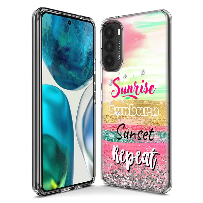 For Motorola Moto G Stylus 5G 2023 Summer Brush Strokes Sunrise Sunburn Sunset Repeat Design Hybrid Protective Phone Case Cover