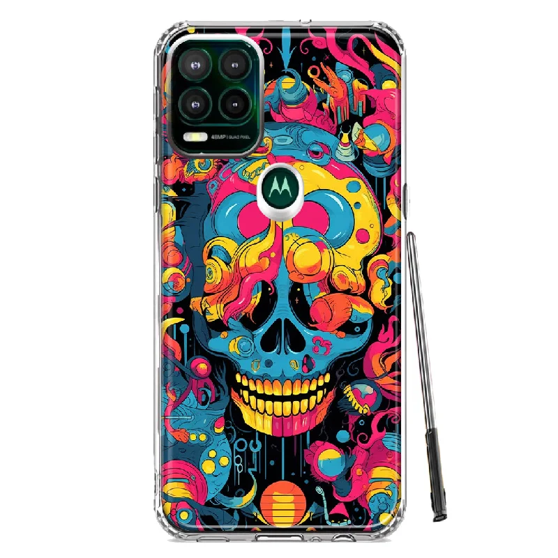 For Motorola Moto G Stylus 5G Psychedelic Trippy Death Skull Pop Art Design Hybrid Protective Phone Case Cover