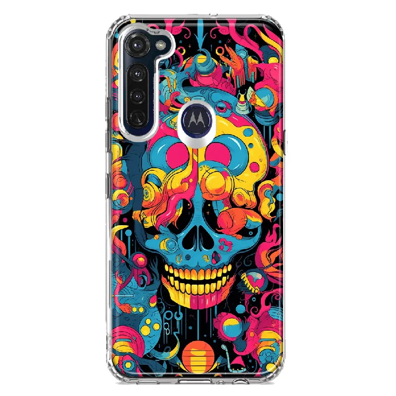 For Motorola Moto G Stylus Psychedelic Trippy Death Skull Pop Art Design Hybrid Protective Phone Case Cover