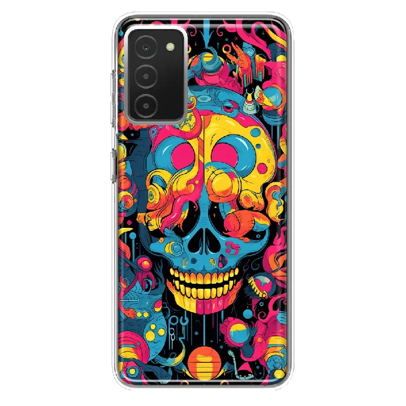 For Samsung Galaxy A03S Psychedelic Trippy Death Skull Pop Art Design Hybrid Protective Phone Case Cover