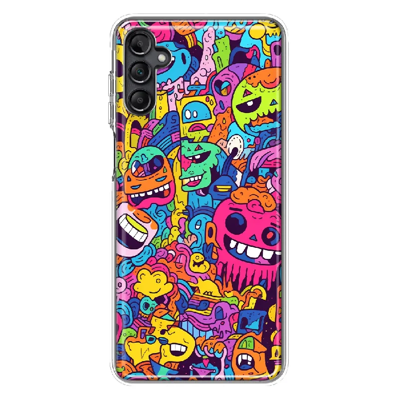 For Samsung Galaxy A14 5G Psychedelic Trippy Happy Characters Pop Art Design Hybrid Protective Phone Case Cover