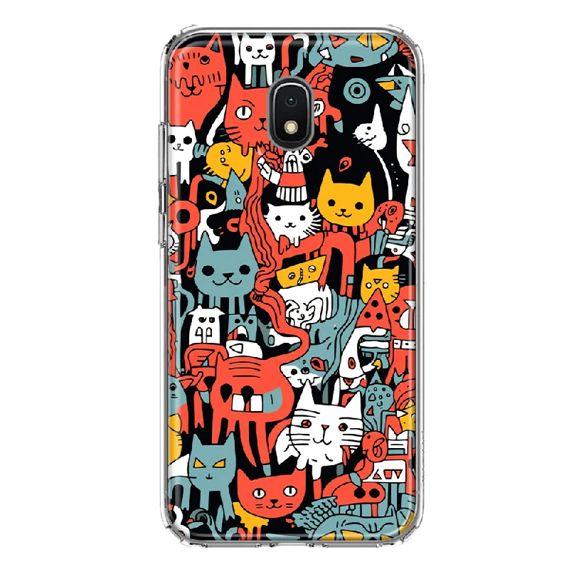 For Samsung Galaxy J7 (2018) Star/Crown/Aura Psychedelic Cute Cats Friends Pop Art Design Hybrid Protective Phone Case Cover