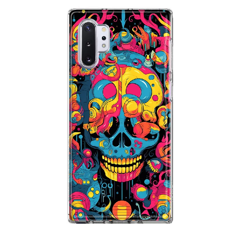 For Samsung Galaxy Note 10 Psychedelic Trippy Death Skull Pop Art Design Hybrid Protective Phone Case Cover