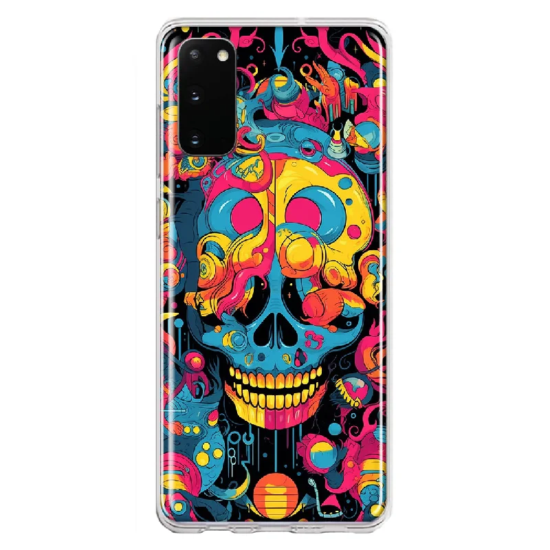 For Samsung Galaxy S20 Psychedelic Trippy Death Skull Pop Art Design Hybrid Protective Phone Case Cover