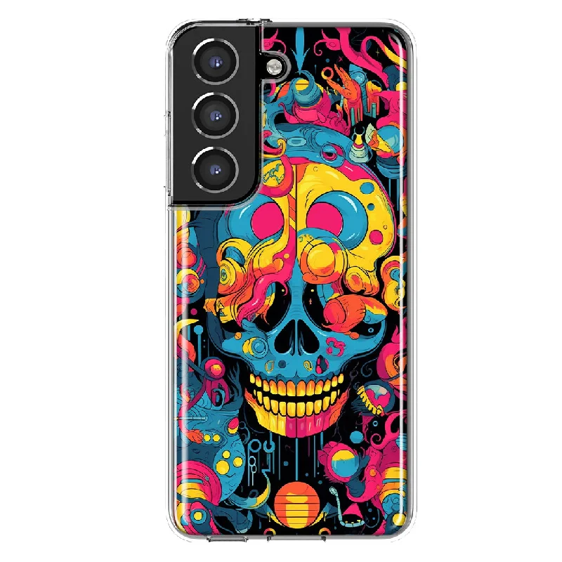 For Samsung Galaxy S21 Plus Psychedelic Trippy Death Skull Pop Art Design Hybrid Protective Phone Case Cover