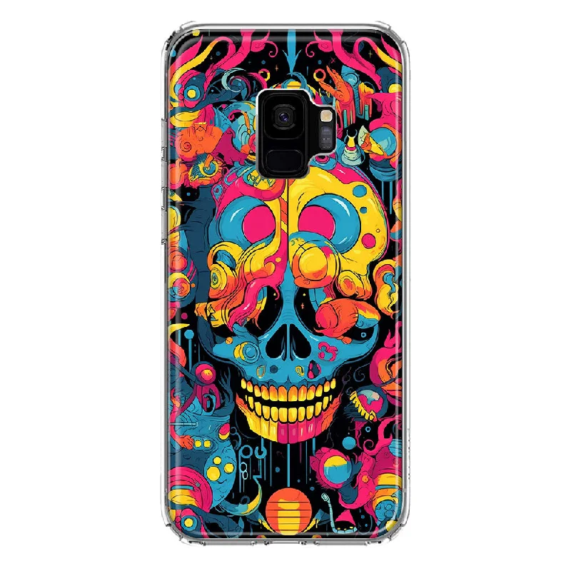 For Samsung Galaxy S9 Psychedelic Trippy Death Skull Pop Art Design Hybrid Protective Phone Case Cover